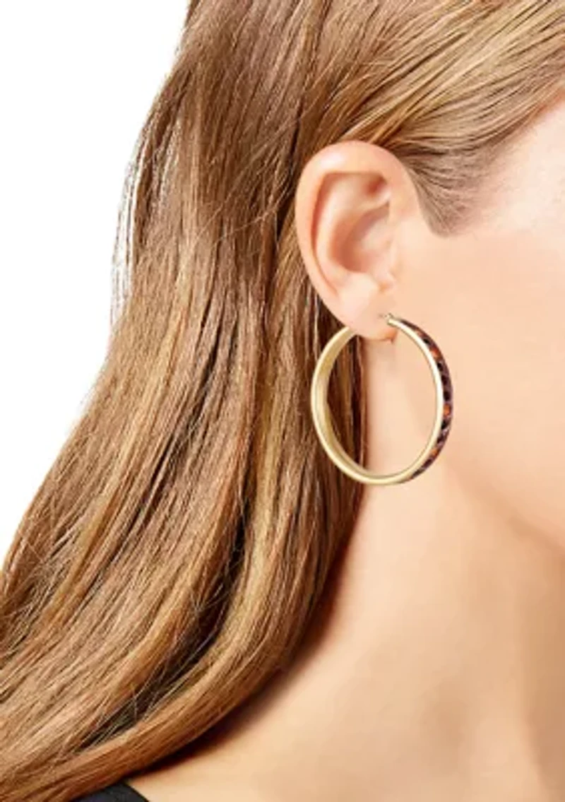 Gold-Tone Multi-Crystal Inlaid Hoop Earrings