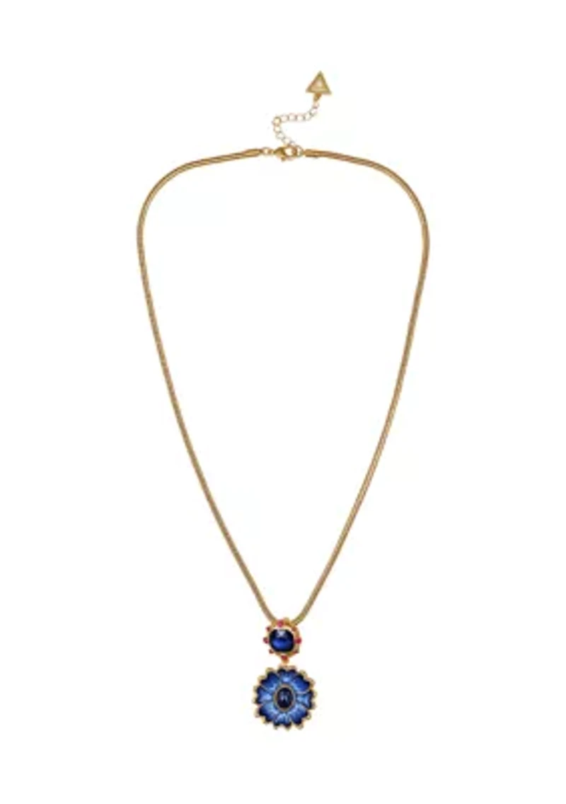 Blue Flower Pendant Necklace