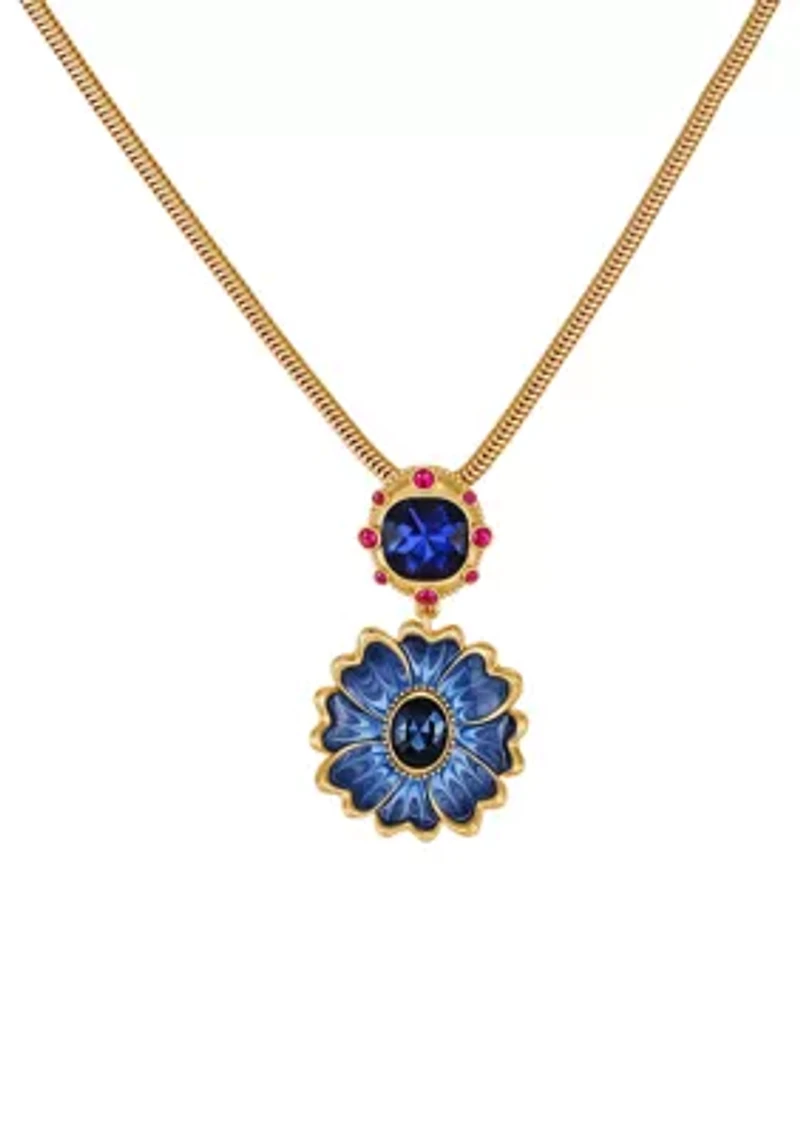 Blue Flower Pendant Necklace