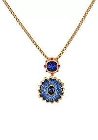 Blue Flower Pendant Necklace