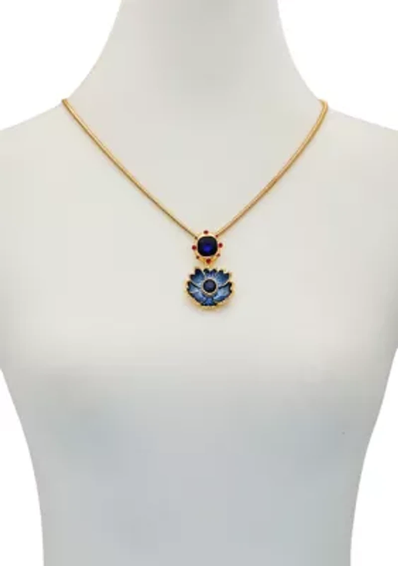 Blue Flower Pendant Necklace