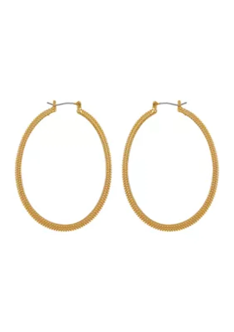 Textured Gold Tone Hoop Earrings