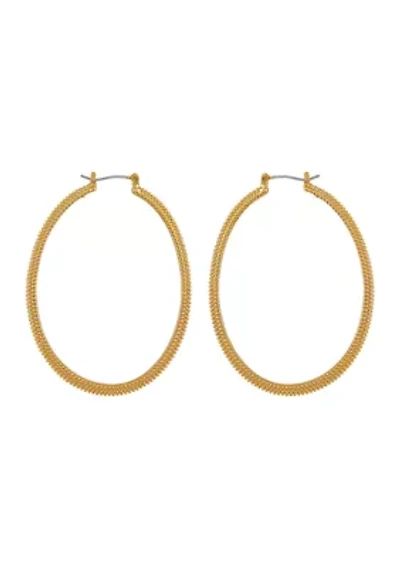 Textured Gold Tone Hoop Earrings