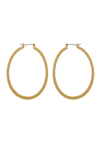 Textured Gold Tone Hoop Earrings