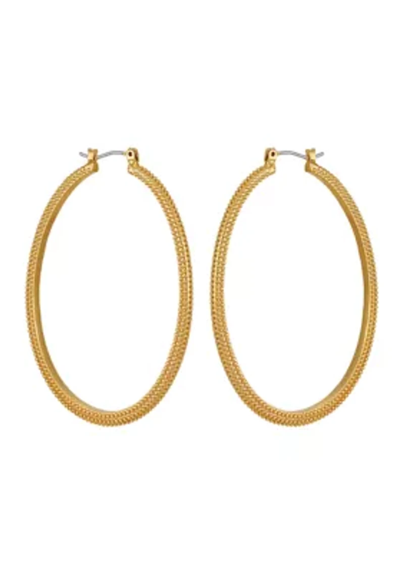 Textured Gold Tone Hoop Earrings