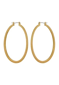 Textured Gold Tone Hoop Earrings