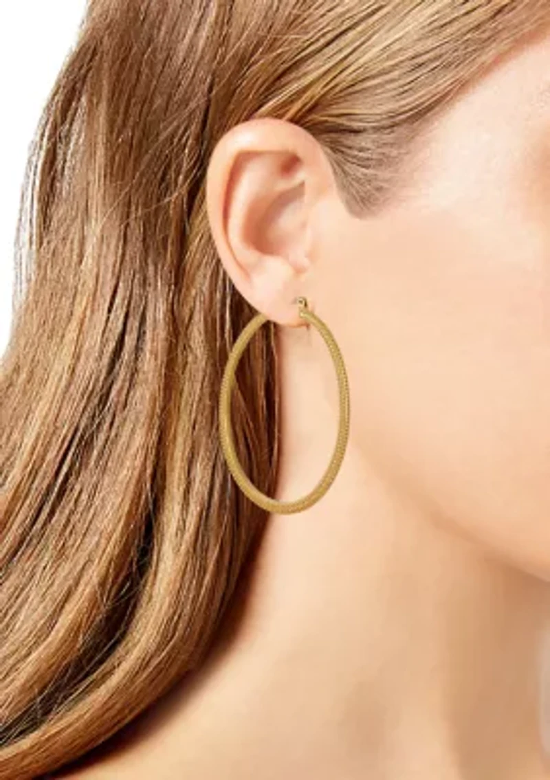 Textured Gold Tone Hoop Earrings