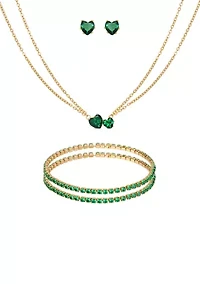 Gold Heart Stone Jewelry Set 