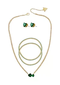 Gold Heart Stone Jewelry Set 