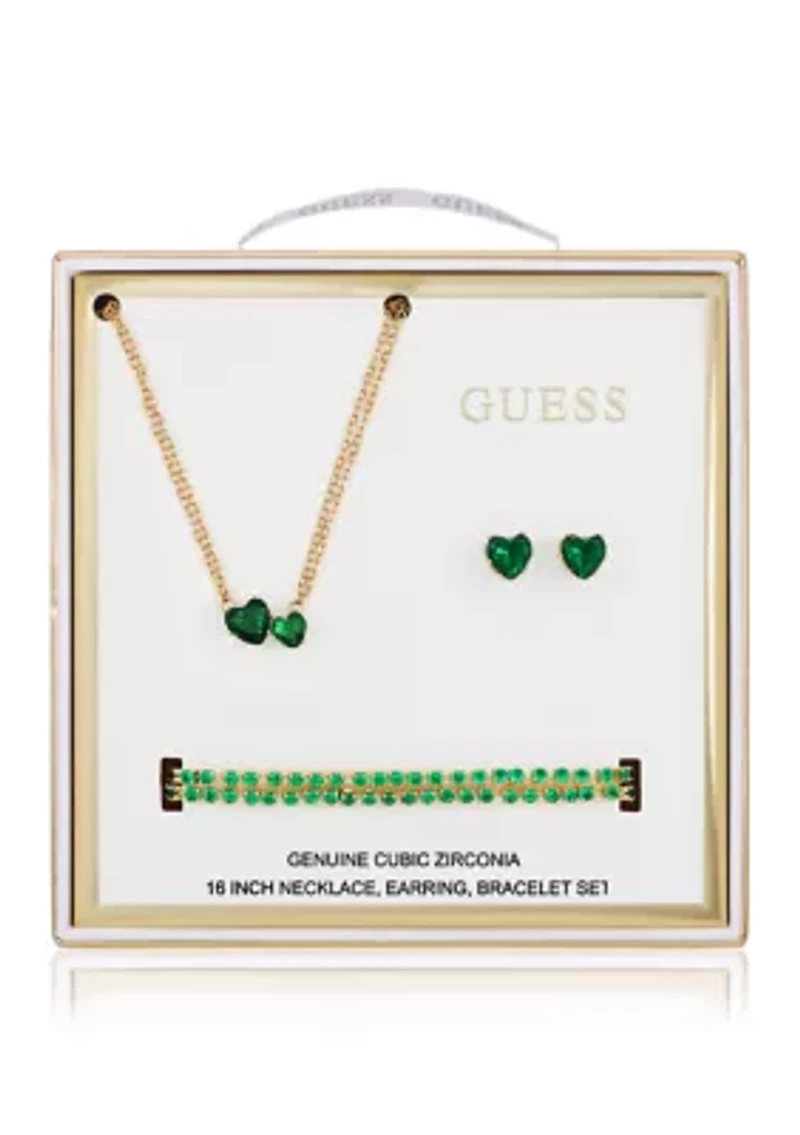 Gold Heart Stone Jewelry Set 