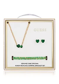 Gold Heart Stone Jewelry Set 