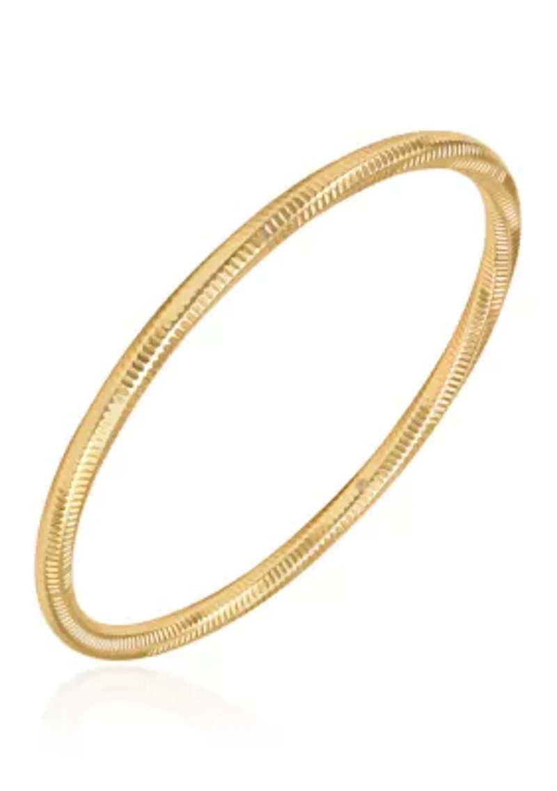 Textured Thin Gold Tone Bangle Bracelet