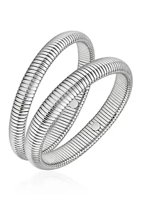 Silver Tone Bangle Stretch Bracelet Set