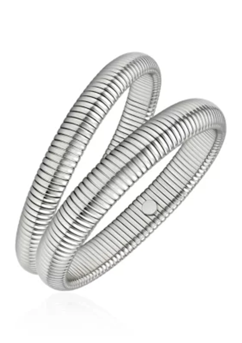 Silver Tone Bangle Stretch Bracelet Set