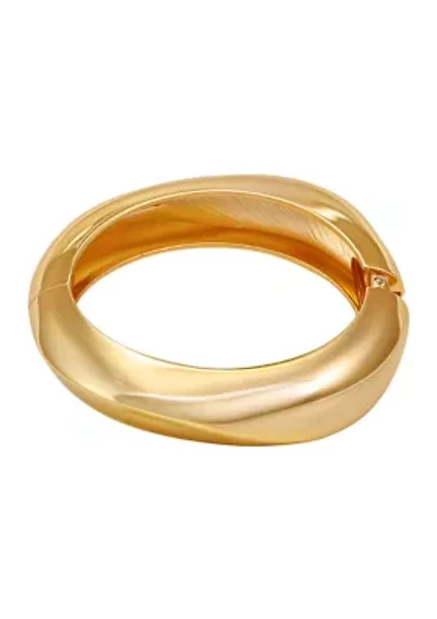  Gold H Tone Hinge Bangle Bracelet