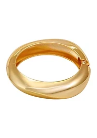  Gold H Tone Hinge Bangle Bracelet