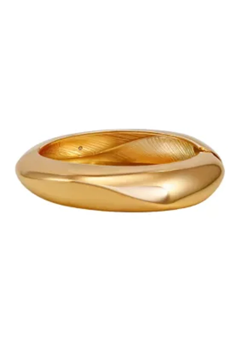  Gold H Tone Hinge Bangle Bracelet