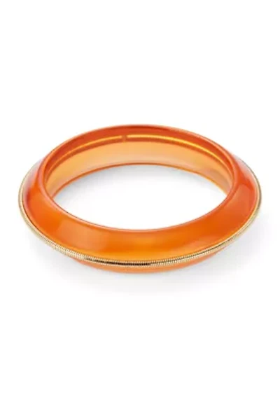 Orange Translucent Gold Tone Line Bangle Bracelet