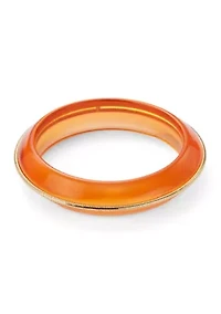 Orange Translucent Gold Tone Line Bangle Bracelet