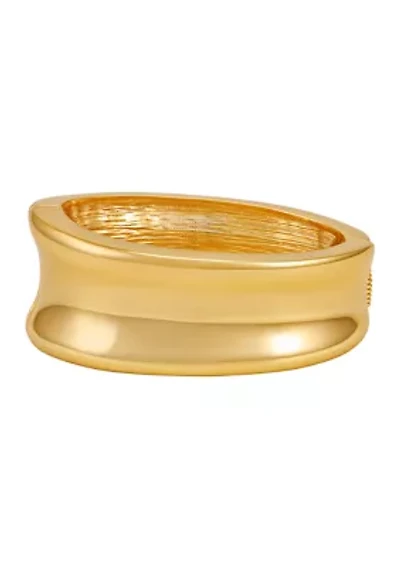 Gold Tone Hinge Bangle Bracelet