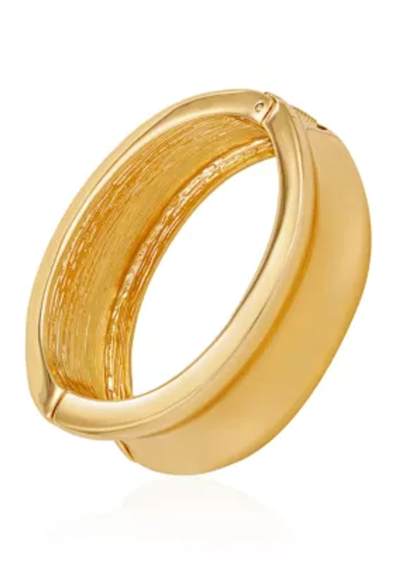 Gold Tone Hinge Bangle Bracelet