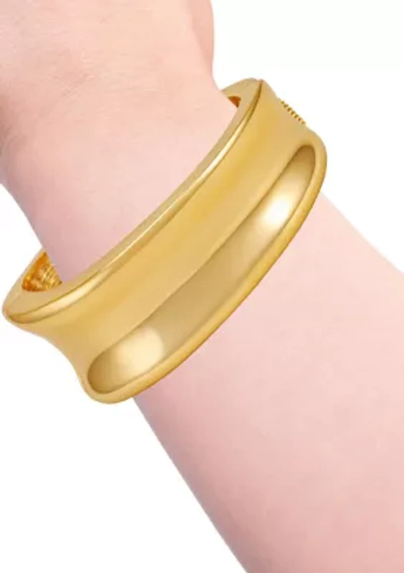 Gold Tone Hinge Bangle Bracelet