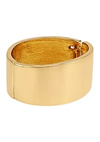 Gold Wide Hinge Bangle Bracelet