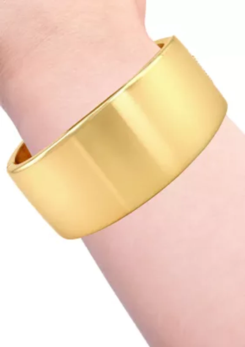 Gold Wide Hinge Bangle Bracelet