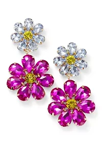 Double Flower Drop Earrings