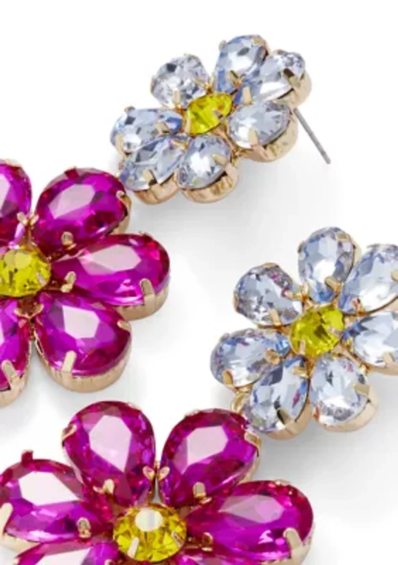 Double Flower Drop Earrings