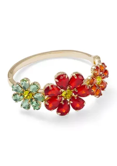 Multi Color Floral Bangle Bracelet