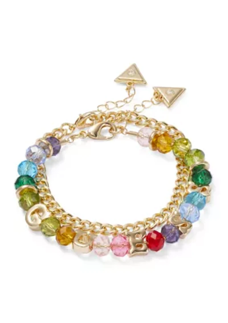 Rainbow Beaded Chain Bracelet Set