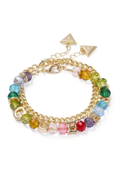 Rainbow Beaded Chain Bracelet Set