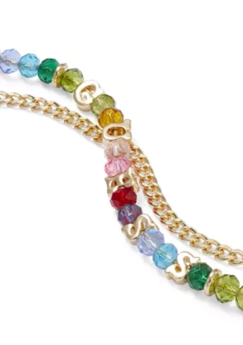 Rainbow Beaded Chain Bracelet Set