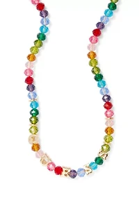 Rainbow Beaded Gold Plated Guess Charm Necklace