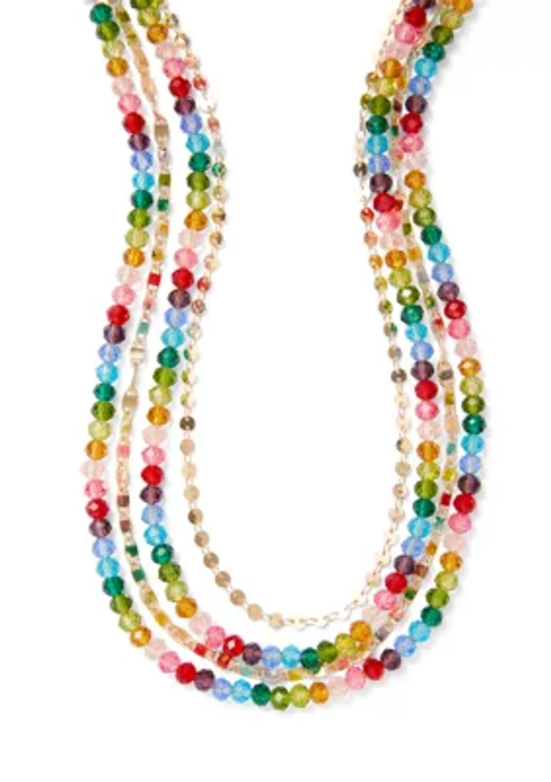 Rainbow Multi Layered Beaded Necklace