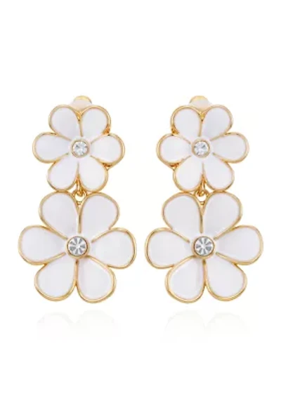 Floral Clip On Linear Earrings
