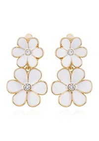 Floral Clip On Linear Earrings