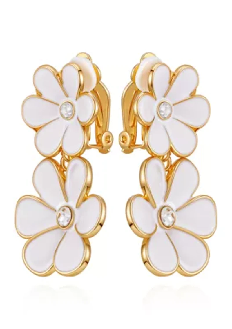 Floral Clip On Linear Earrings