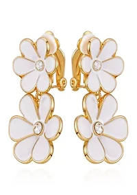 Floral Clip On Linear Earrings