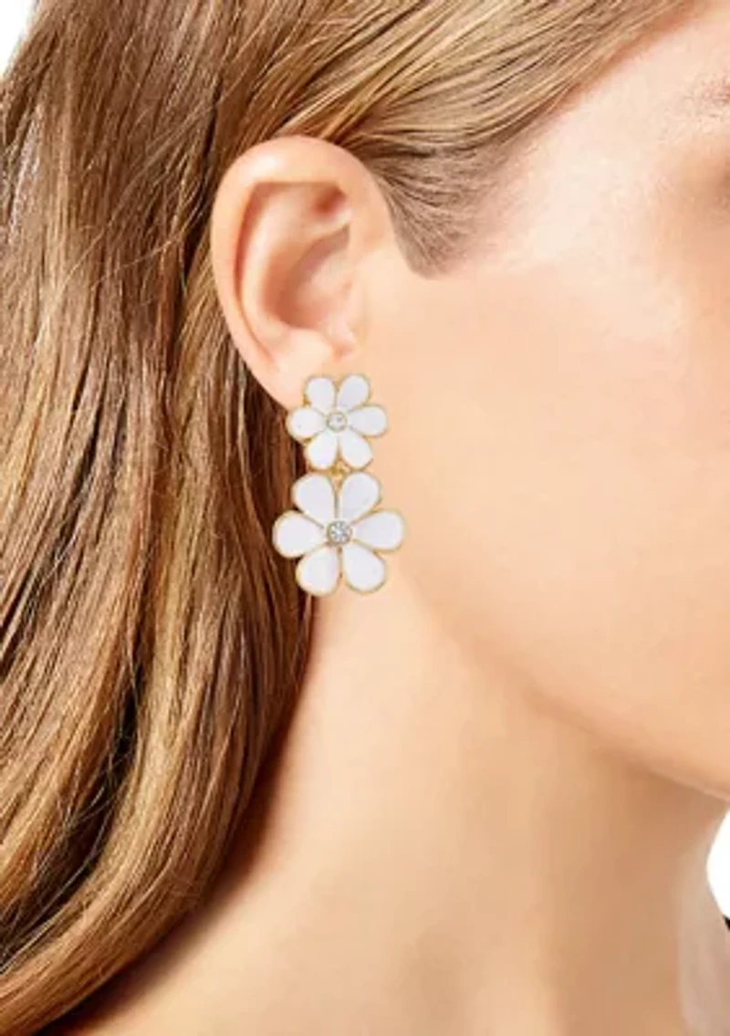 Floral Clip On Linear Earrings