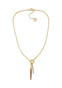 Double Pendant Gold Tone Necklace