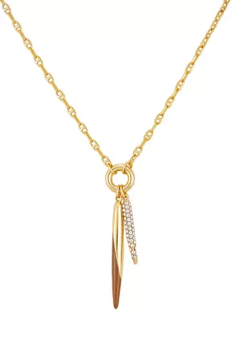 Double Pendant Gold Tone Necklace