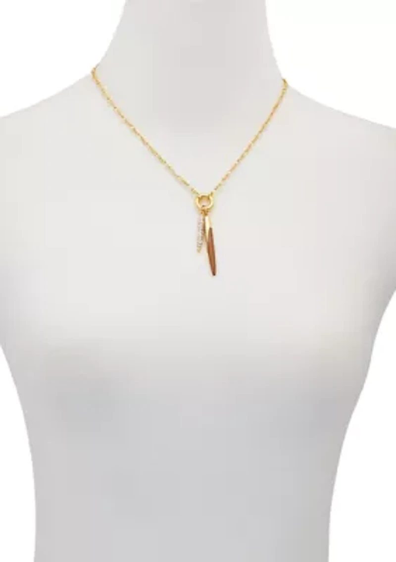 Double Pendant Gold Tone Necklace