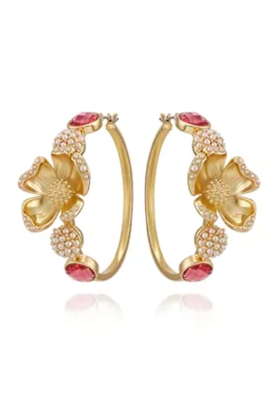 Floral Hoop Earrings 