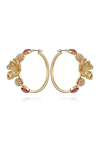 Floral Hoop Earrings 