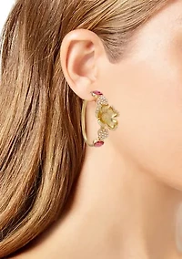 Floral Hoop Earrings 