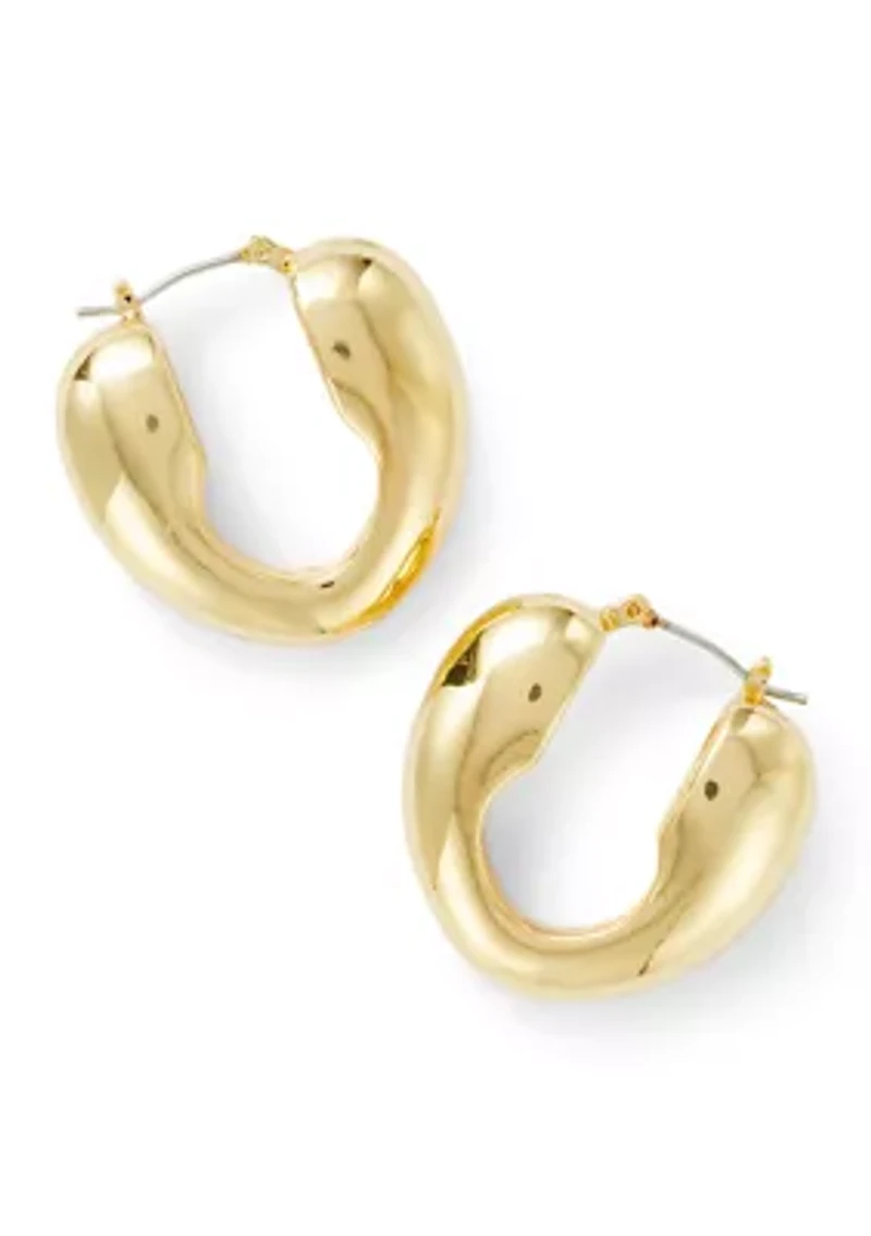 Chunky Gold Tone Hoop Earrings