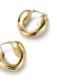Chunky Gold Tone Hoop Earrings 