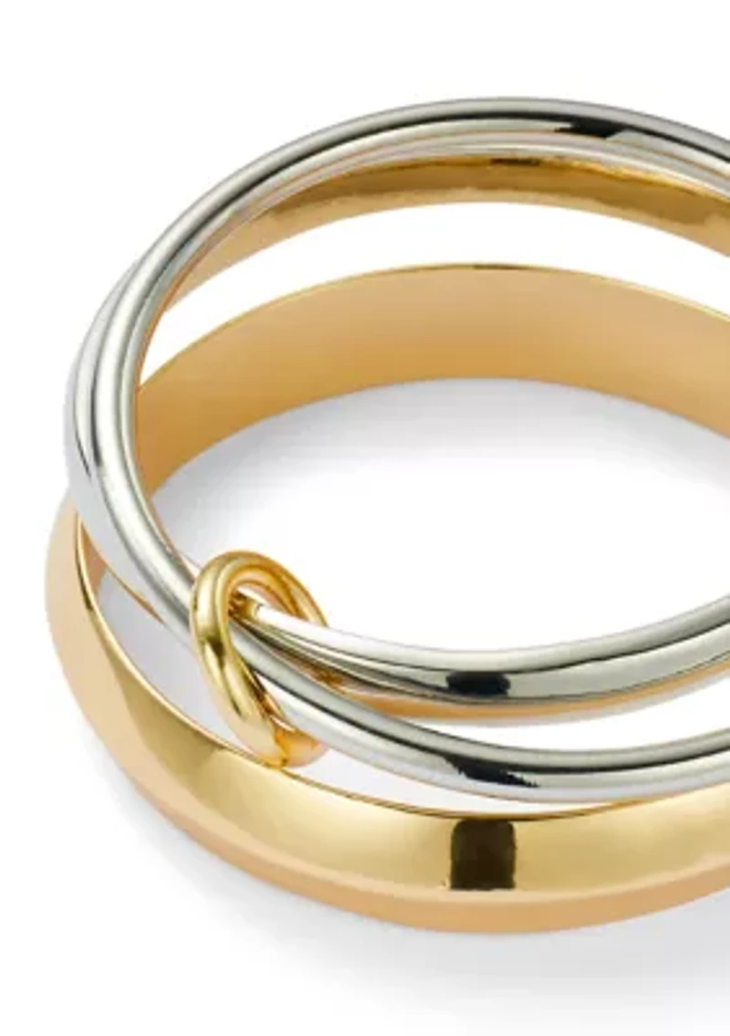 Two-Tone Bangle Bracelet Set